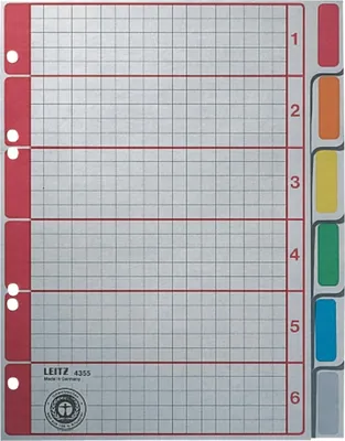Produktbild von Register A5 blanko 6-teilig 230g/qm farbige Taben Packung mit 25 Stück