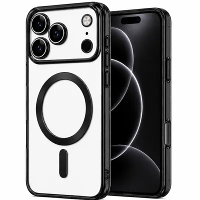 Obrázok produktu pre Magnetický kryt na mobilný telefón vhodný pre Apple IPhone 17 PRO | Ochranný kryt s ochranou fotoaparátu Case | kompatibilný s Magsafe | TPU silikón čierny
