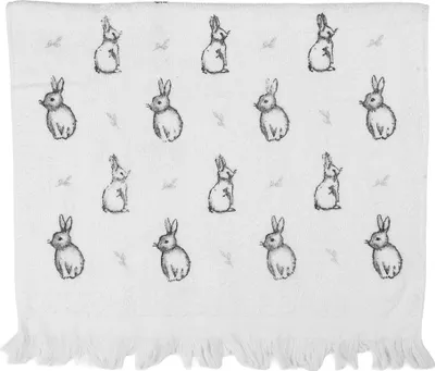 Produktbild von Clayre & Eef Gästehandtuch 40x66 cm Weiß Baumwolle Kaninchen
