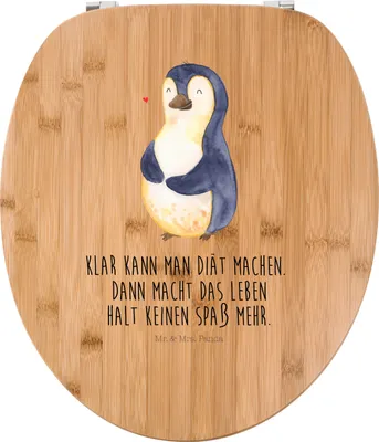 Produktbild von Mr. & Mrs. Panda Klodeckel Pinguin Diät - Transparent - Geschenk, Motivation, glücklich, Klo-Deckel, WC Brille, Klobrille, klo deckel, Abnehmen, Toilettendeckel