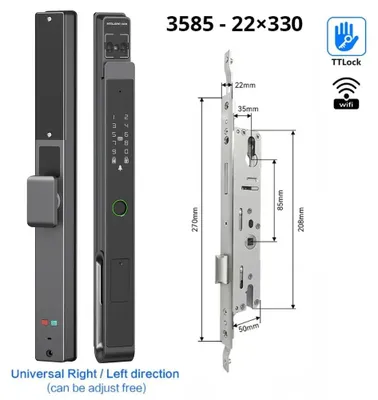 Produktbild von Türschloss - Intelligentes Türschloss - Elektronisches Schloss - Smart Lock - Fingerabdruckschloss - 11 Zugangsmethoden
