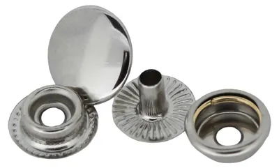200 Stk Druckknopf Set rund Ring-Feder Verschlüsse Schnappknopf Metall 15mm silber