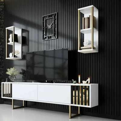 Image de Artinay - Meuble TV, 180x30x48h cm Blanc, Modulable