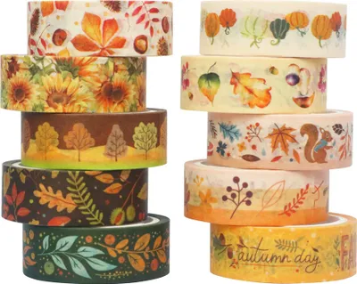 Produktbild von INF 10er-Set schwarzes Washi-Tape mit Goldfolie, dekoratives Klebeband, mehrfarbig 1