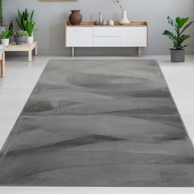 Produktbild von Teppich anthrazit Hasenfell-Optik elegant weich mit feinem Schimmer modern Größe - 200 x 290 cm