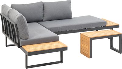 greemotion Loungegruppe Samara grau, anthrazit Holz, Metall, 8-teilig