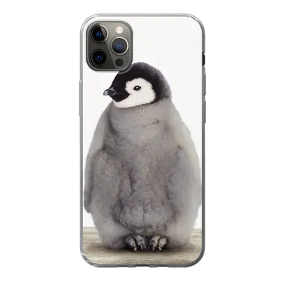 Produktbild von MuchoWow® Handyhülle Schutzhülle Hülle für iPhone 12 Pro Max Kinder - Pinguin - Grau - Tiere - Mädchen - Jungen Silikon Softcase Handy Hülle - Hartschale