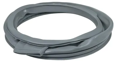 A gray rubber door seal for a washing machine.