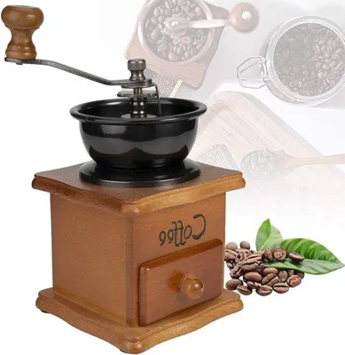 Produktbild von Handkoffiemolen mit keramischen Bramen - Handbetriebene Kaffee-Mühle aus Holz mit einstellbarer grober Einstellung - Opvanglade - Ideal für Druckkaffee und Espresso