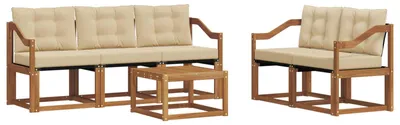 Productafbeelding van Buiten bankenset met kussen 6 pcs Natuurlijk en Beige