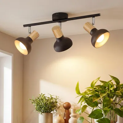 Plafondstrahler 3-flammig, schwarz, E14, Industriedesign