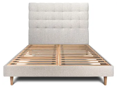 Produktbild von Bett mit gepolstertem Kopfteil – Bouclé-Stoff - 140 x 200 cm