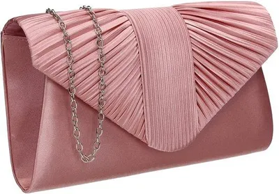 Produktbild von Damen Rosafarbene Satin Clutch Abendtasche für formelle Anlässe mit magnetischem Druckknopf