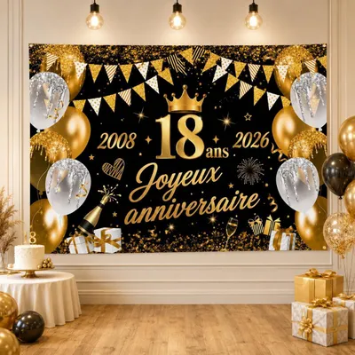 Image de Guirlande "Joyeux 18e anniversaire", décoration pour anniversaire, années 2008-2026