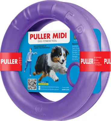 Obrázok produktu pre Ťahadlo MIDI, 2 kusy, hracie krúžky, fitnes zariadenie pre psov, interaktívna hračka pre psov, hračka do vody, hádzacia hračka, 19,5x3 cm