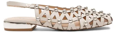 Produktbild von Beige Slingback-Pumps aus Naturleder mit ca. 2 cm Absatz und verstellbarem Fersenriemen