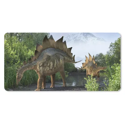 Produktbild von MuchoWow® Mauspad Mousepad Dinosaurier - Berg - Wald - Illustration - Jungen - Kinder - Kleiner Junge 60x30 cm - Mousepads - Maus Mat - Pad - Mausunterlage - Nachhaltig