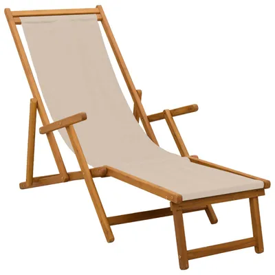Immagine prodotto di Sedia a sdraio pieghevole, in legno di eucalipto massello, color beige