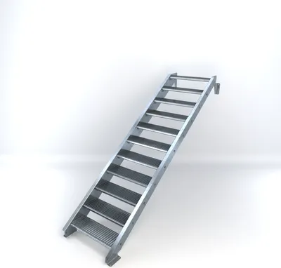 Produktbild von Stahltreppe 11 Stufen bis Höhe 220 cm, Laufbreite : 80 cm kein Geländer ST 1 (31 / 31 mm)