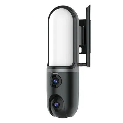 Produktbild von Wandleuchte mit Dual-Objektiv Überwachungskamera, 3MP HD, farbige Nachtsicht, IP66 wasserdicht, PIR Bewegungsmelder, drehbar, Zwei-Wege Audio für Haus