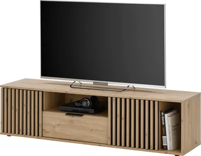 Produktbild von Lowboard SCIACCA, Artisan Eiche Schwarz, mit 2 Türen, 1 Schubkasten und 2 offenen Fächern