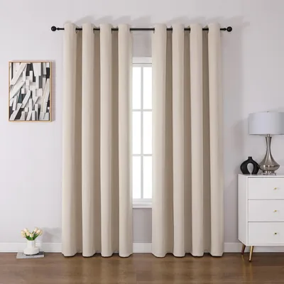 Verdunkelungsvorhang mit Ösen, 229 x 229 cm, Polyester, blickdicht, Schallschutz