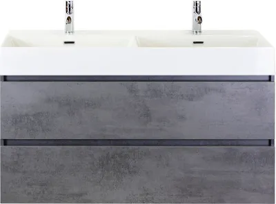 Produktbild von Doppelwaschbecken mit Unterschrank Sanox MAXX XL BxHxT 121x73x45.5 cm Frontfarbe beton anthrazit 81736341