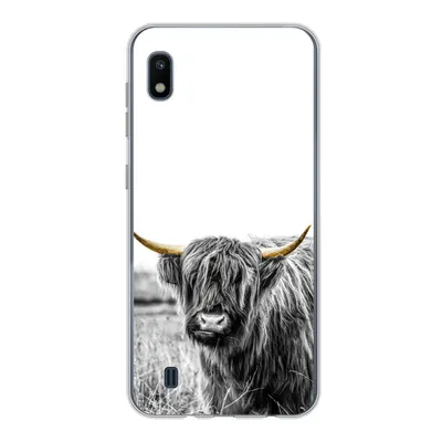 Produktbild von MuchoWow® Handyhülle Schutzhülle Hülle für Samsung Galaxy A10 Schottischer Highlander - Gold - Schwarz - Weiß Silikon Softcase Handy Hülle - Schutzhülle