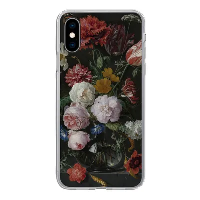 Produktbild von MuchoWow® Handyhülle Schutzhülle Hülle für iPhone X Stilleben mit Blumen in einer Glasvase - Gemälde von Jan Davidsz. de Heem Silikon Softcase Handy Hülle - Handyhülle