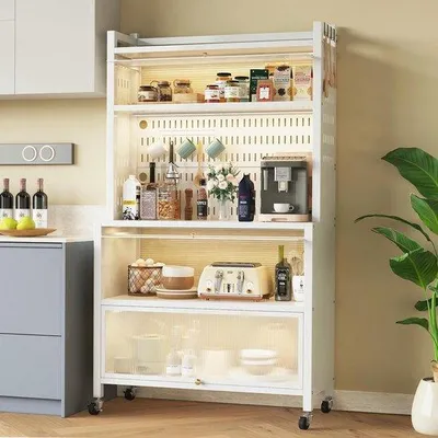 Produktbild von Famanu Küchenregal mit 5 Etagen aus Edelstahl - Beige, 80 x 36 x 162 cm