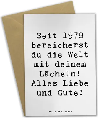 Produktbild von Mr. & Mrs. Panda babykarte Spruch 1978 Geburtstag - Weiß - Geschenk, Geboren am, weihnachtskarten, Happy Birthday, einladungskarten, Geburtstagsspruch, 45., Alter, seit