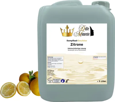 Produktbild von Dampfbad Emulsion Zitrone - 5 Liter - gebrauchsfertig für Dampfbad, Dampfdusche, Verdampferanlagen