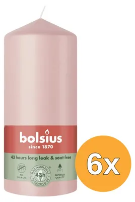 Productafbeelding van 6x Bolsius Stompkaars 130/68 Misty Pink (1 stuk)