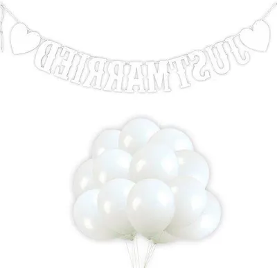 Immagine prodotto di Striscioni nuziali e 20 palloncini per decorazioni da festa