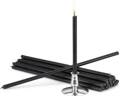 Produktbild von Kerzenhalter + Ritualkerzen schwarz Tropffrei L 24cm Premium Paraffinwachs 40062