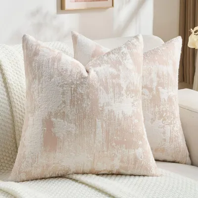 Produktbild von Kissenbezug 2er Set 60x60 cm Kunstkaschmir Rosa Weiß mit Reißverschluss