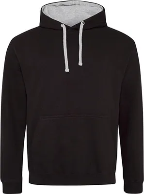 Produktbild von Just Hoods JH003 | Varsity Herren Hoodie / Kaputzenpullover - Farbe: Jet Black/Heather Grey - Größe: XXL