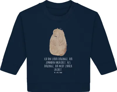 Produktbild von Mr. & Mrs. Panda Organic Baby Pullover Murmeltier 12. - 18. Monat - French Navy - Geschenk, Lustige Sprüche, Respekt, Anstand, Knigge, Freundlichkeit, Bullover