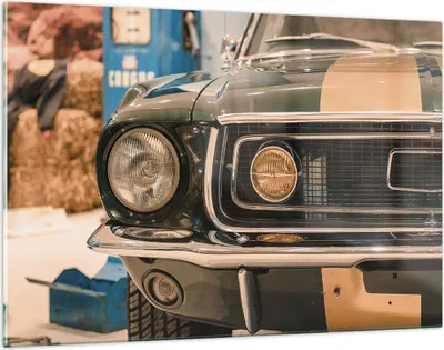Produktbild von Bilder auf glas - Einteilig - Abdeckung Ford Mustang - 120x80cm - Glasbilder - Wandbilder - Bilder - zum Aufhängen bereit - Wanddekoration aus Glas - Glas Bilder - Wandbild auf Glas - GAA120x80-4480