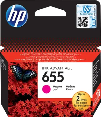 Produktbild von HP 655 Magenta Original Ink Advantage Druckerpatrone, Standardertrag, Magenta, Tinte auf Farbstoffbasis, 1 Stück(e), 600 Seiten