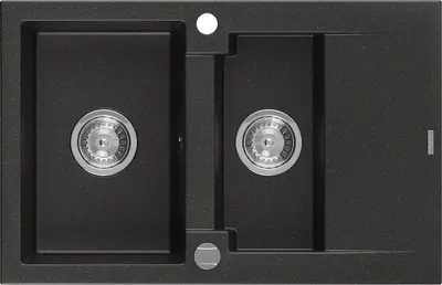 Immagine prodotto di Mexen Gaspar lavello in granito 1,5 vasca con scolapiatti 737 x 475 mm, nero/oro metallizzato, sifone cromato - 6507731505-75