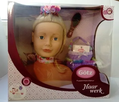 Produktbild von GÖTZ 1192052 Haarwerk - Schminkkopf, blondes Haar und blaue Augen