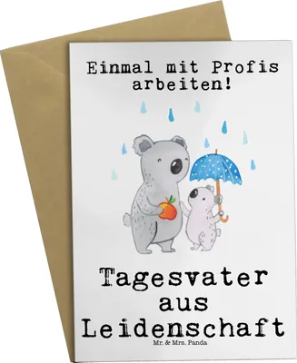 Produktbild von Mr. & Mrs. Panda Grußkarte Tagesvater Leidenschaft - Weiß - Geschenk, dankeskarten, weihnachtskarten, osterkarte, jubiläumskarte, hochzeitskarten, einladungskarten