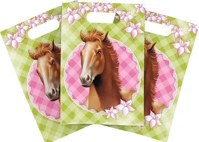 Productafbeelding van Feesttassen, paardenmotief, 6 stuks