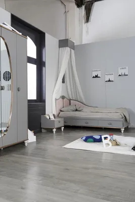 Obrázek produktu pro Noční stolek design dětský pokoj stoly ložnice dřevo šedá