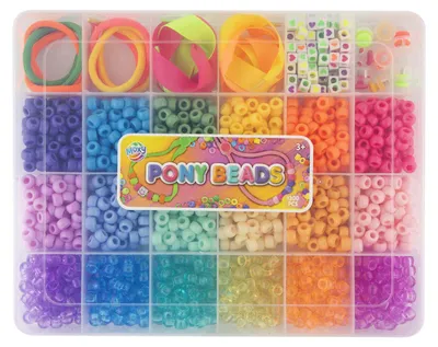 Produktbild von Creative Craft Group Perlen Set Pony Beads Aufbewahrungsbox 18 Farben Kinder