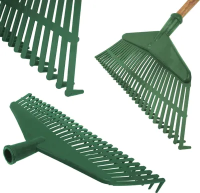 Produktbild von BAUSTER® Fächerbesen Kunststoff aus Polypropylen Breite: 42, cm Gartenrechen Rasenrechen Harke, Robuster Rechen , Laubrechen aus Kunststoff ohne Stiel
