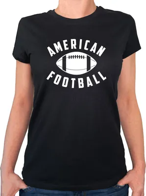 Produktbild von Huuraa Damen T-Shirt American Football Ball L Black Bio Baumwolle Fairtrade Damenshirt Geschenkidee