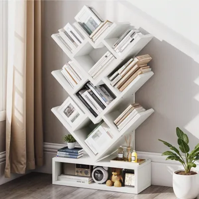 Produktbild von YITAHOME Bücherregal, Boden Stehendes Bücherregal mit Schubladen, Lagerregal für Wohnzimmer, 101 × 22 × 57 cm