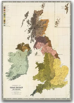 Produktbild von Poster - Canvas - Leinwand - 59,4 cm x 84,1 cm - Fotoposter - Leinwandkunst - Karte von Großbritannien und Irland